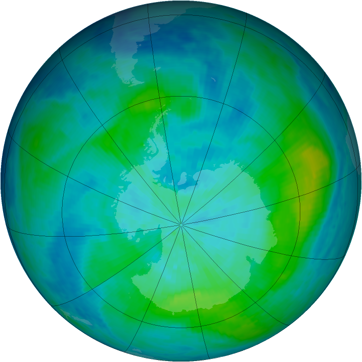 Antarctic ozone map for 02 March 1987